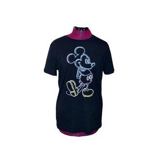 Disney Mens T Shirt Size Medium Multicolor Mickey Mouse Neon Outline